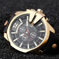 Curren Mens Watches Top Brand Luxury Gold Big Dial Man Quartz Watch Leather Strap Outdoor Casual Sport Wristwatch Male Clock