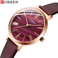 CURREN Fashion Women's Watches Leather Strap Quartz Wristwatch Classic Simple Thin Watch