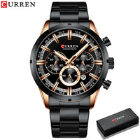 CURREN Top Brand Military Quartz Watches Silver Blue Mens Stainless Steel Chronograph Wristwatch for Male Casual Sporty Clocks