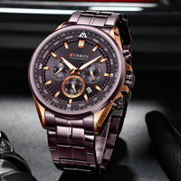 CURREN Luxury Brand Watches for Men Casual Sporty Quartz Wristwatch with 316 Stainless Steel Band Chronograph Clock Male Silver