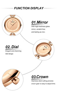 Women Watch CURREN Luxury Brand Fashion Casual Ladies Quartz Wristwatch Rose Gold Stainless Steel Mesh Dress Clock For Girl
