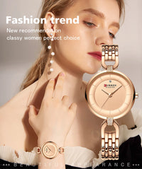 Women Watch CURREN Luxury Brand Fashion Casual Ladies Quartz Wristwatch Rose Gold Stainless Steel Mesh Dress Clock For Girl
