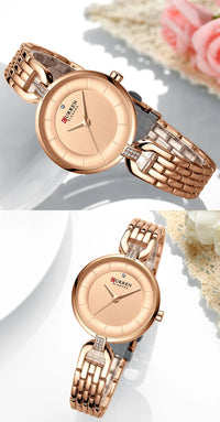 Women Watch CURREN Luxury Brand Fashion Casual Ladies Quartz Wristwatch Rose Gold Stainless Steel Mesh Dress Clock For Girl