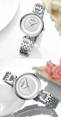 Women Watch CURREN Luxury Brand Fashion Casual Ladies Quartz Wristwatch Rose Gold Stainless Steel Mesh Dress Clock For Girl