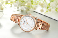 CURREN Women Fashion Watch Creative Lady Casual Watches Stainless Steel Band Stylish Desgin Blue Quartz Watch for Female