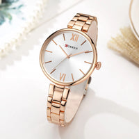 CURREN 9017 New Women Watches Luxury Brand Watch Rose Gold Women Quartz Clock Creative Wood Pattern Dial Fashion Wristwatch