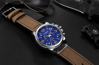 CURREN Mens Watches Top Luxury Brand Waterproof Sport Wrist Watch Chronograph Quartz Military Genuine Leather Relogio Masculino