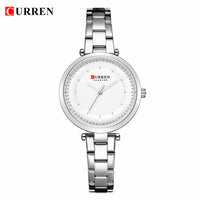CURREN Women Fashion Watch Creative Lady Casual Watches Stainless Steel Band Stylish Desgin Blue Quartz Watch for Female