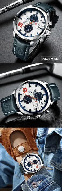CURREN Luxury Brand Design Men's Quartz Watch with 3 Sub-dials Chronograph Date Casual Sports Wristwatch Gift for Him