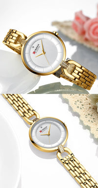 Women Watch CURREN Luxury Brand Fashion Casual Ladies Quartz Wristwatch Rose Gold Stainless Steel Mesh Dress Clock For Girl