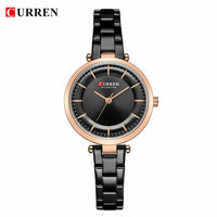 CURREN Women Fashion Watch Creative Lady Casual Watches Stainless Steel Band Stylish Desgin Blue Quartz Watch for Female