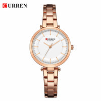 CURREN Women Fashion Watch Creative Lady Casual Watches Stainless Steel Band Stylish Desgin Blue Quartz Watch for Female