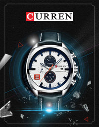 CURREN Luxury Brand Design Men's Quartz Watch with 3 Sub-dials Chronograph Date Casual Sports Wristwatch Gift for Him