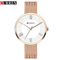 CURREN Women Watches Top Brand Luxury Stainless Steel Mesh Band Gold casual Watch Ladies Business quartz watch Relogio Feminino