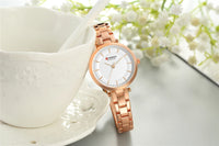 CURREN Women Fashion Watch Creative Lady Casual Watches Stainless Steel Band Stylish Desgin Blue Quartz Watch for Female