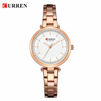 CURREN Women Fashion Watch Creative Lady Casual Watches Stainless Steel Band Stylish Desgin Blue Quartz Watch for Female