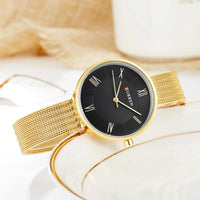 CURREN Women Watches Top Brand Luxury Stainless Steel Mesh Band Gold casual Watch Ladies Business quartz watch Relogio Feminino
