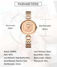 Women Watch CURREN Luxury Brand Fashion Casual Ladies Quartz Wristwatch Rose Gold Stainless Steel Mesh Dress Clock For Girl