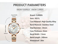 CURREN Women Watches Luxury Brand Fashion Casual Ladies Watch Women Quartz Diamond Lady Bracelet Wrist Watches For Women