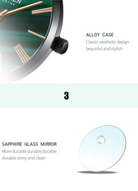 CURREN Creative Simplicity Women Watch Genuine Leather Elegant Women Watches Ladies Business Wristwatch Green