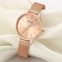 CURREN Original Women's Luxury Watch Matte Dial Japanese Quartz Movement Stainless Steel Mesh Strap with Box