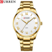 CURREN Gold Men's Watch Top Brand Luxury Gold Quartz Stainless Steel Waterproof Business Fashion Simple Watch Relogio Masculino