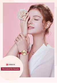 CURREN Top Brand Luxury Ladies Watches Casual Leather Clock Ultra Thin Waterproof Quartz Watch Women Fashion Bracelet Wristwatch