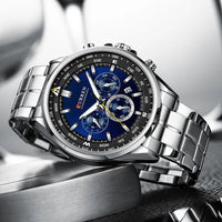 CURREN Luxury Brand Watches for Men Casual Sporty Quartz Wristwatch with 316 Stainless Steel Band Chronograph Clock Male Silver