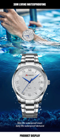 CURREN Gold Men's Watch Top Brand Luxury Gold Quartz Stainless Steel Waterproof Business Fashion Simple Watch Relogio Masculino