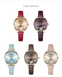 CURREN Top Brand Luxury Ladies Watches Casual Leather Clock Ultra Thin Waterproof Quartz Watch Women Fashion Bracelet Wristwatch