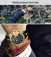 Curren Mens Watches Top Brand Luxury Gold Big Dial Man Quartz Watch Leather Strap Outdoor Casual Sport Wristwatch Male Clock