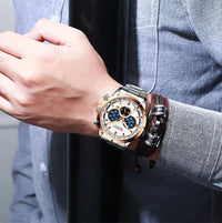 CURREN Top Brand Military Quartz Watches Silver Blue Mens Stainless Steel Chronograph Wristwatch for Male Casual Sporty Clocks