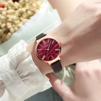 CURREN Fashion Women's Watches Leather Strap Quartz Wristwatch Classic Simple Thin Watch