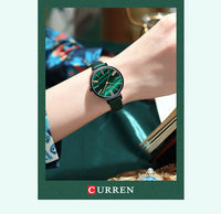 CURREN Creative Simplicity Women Watch Genuine Leather Elegant Women Watches Ladies Business Wristwatch Green