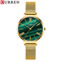 CURREN Fashion Women's Watches Leather Strap Quartz Wristwatch Classic Simple Thin Watch