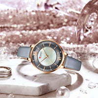 New CURREN Woman Watch Top Luxury Brand Elegant Ladies Quartz Wristwatches with Leather Strap Charming Design Girl Clock