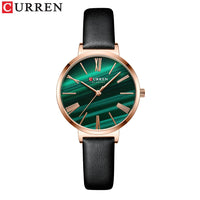 CURREN Fashion Women's Watches Leather Strap Quartz Wristwatch Classic Simple Thin Watch