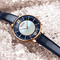 New CURREN Woman Watch Top Luxury Brand Elegant Ladies Quartz Wristwatches with Leather Strap Charming Design Girl Clock