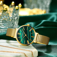 CURREN Fashion Women's Watches Leather Strap Quartz Wristwatch Classic Simple Thin Watch