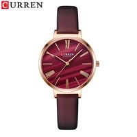CURREN Creative Simplicity Women Watch Genuine Leather Elegant Women Watches Ladies Business Wristwatch Green