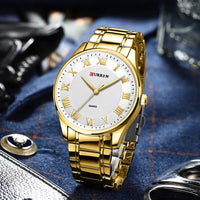 CURREN Gold Men's Watch Top Brand Luxury Gold Quartz Stainless Steel Waterproof Business Fashion Simple Watch Relogio Masculino