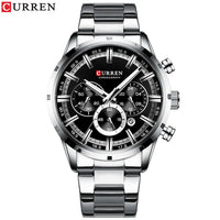 Curren Men's Watch Blue Dial Stainless Steel Band Date Mens Business Male Watches Waterproof Luxuries Men Wrist Watches for Men
