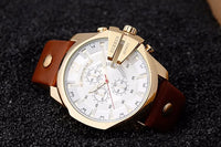 Curren Mens Watches Top Brand Luxury Gold Big Dial Man Quartz Watch Leather Strap Outdoor Casual Sport Wristwatch Male Clock