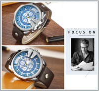 Curren Mens Watches Top Brand Luxury Gold Big Dial Man Quartz Watch Leather Strap Outdoor Casual Sport Wristwatch Male Clock