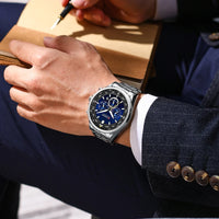 CURREN Luxury Brand Watches for Men Casual Sporty Quartz Wristwatch with 316 Stainless Steel Band Chronograph Clock Male Silver
