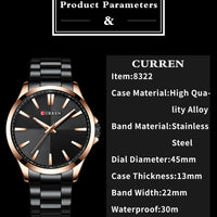 Watches For Men CURREN Luxury Branded Stainless Steel Fashion Business Mens Watch Quartz Wristwatch Man Clock Waterproof Relogio