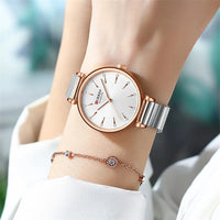 CURREN Women Watch Top Brand Luxury Gold Female Waterproof Clock Silver Stainless Steel Bracelet Simple Ladies Wristwatch 9081