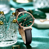 CURREN Fashion Women's Watches Leather Strap Quartz Wristwatch Classic Simple Thin Watch