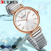 CURREN Women Watch Top Brand Luxury Gold Female Waterproof Clock Silver Stainless Steel Bracelet Simple Ladies Wristwatch 9081
