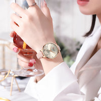 CURREN Watches Women Top Brand Leather Quartz Wristwatch Luxury Design Clock for Ladies Charm Flowers Dial Montre Femme